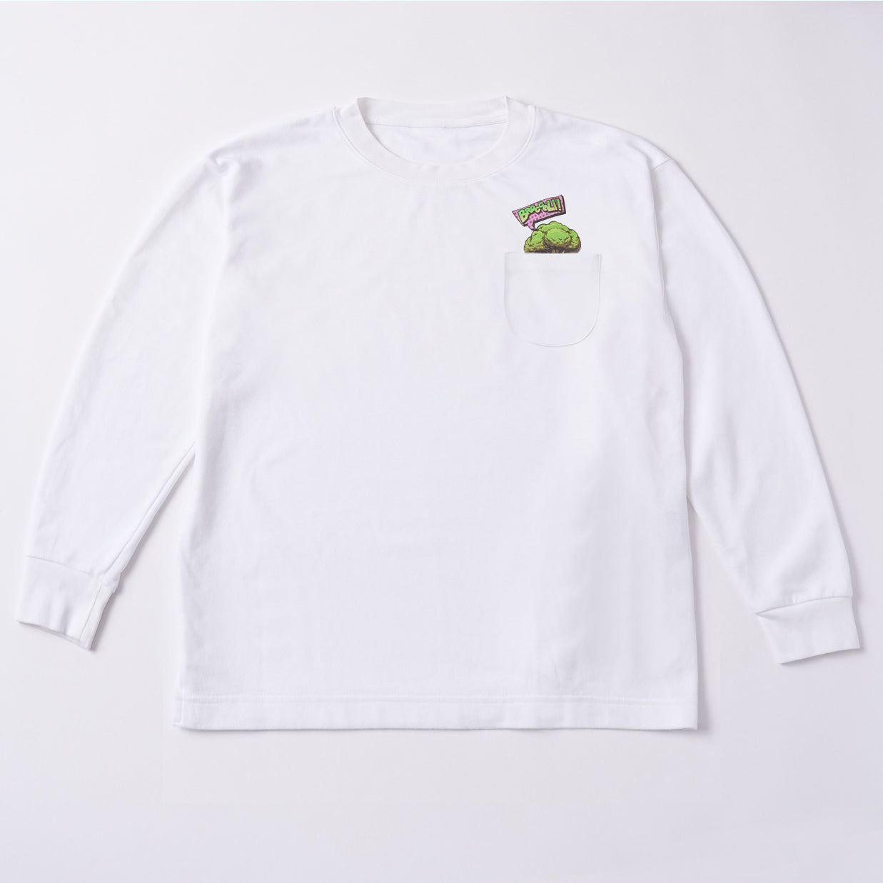 Broccoli Logo Long Sleeve Tee White